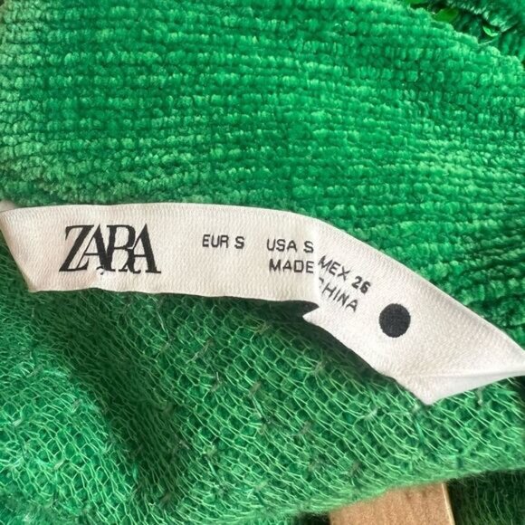 ZARA NEW SEQUIN KNIT VELOUR TUNIC TOP LIMITED EDTION GREEN SIZE SMALL - Picture 10 of 15